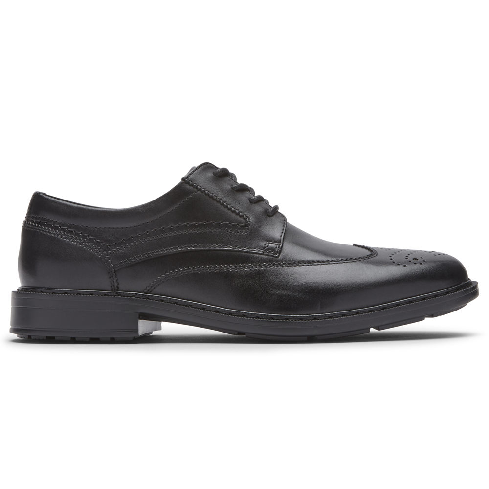 Zapatos Con Cordones Rockport Hombre Mexico - Tanner Wingtip Negros - MSLWH8619